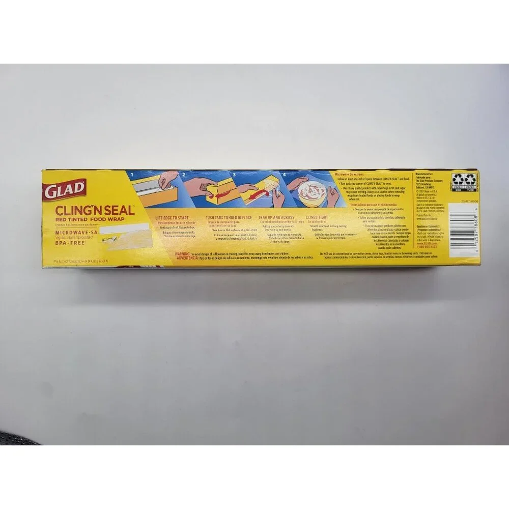 Glad Winter Edition Cling'N Seal Red Tinted Food Wrap 300 Sq. Ft BPA-Free Microw - Picture 2 of 2